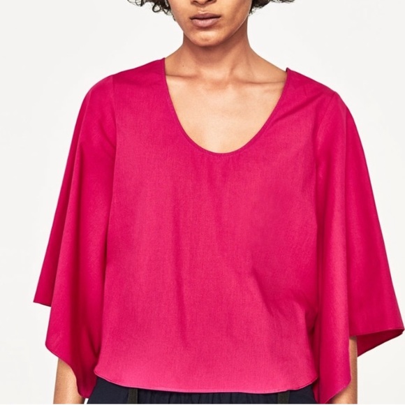 Zara pink bell sleeves bow shirt - Picture 2 of 8